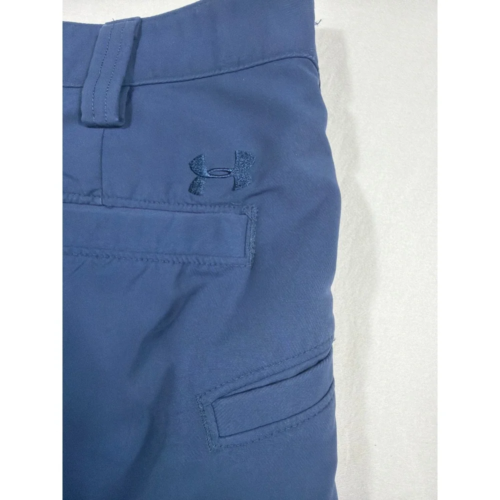 Under Armour Mens Navy Blue Golf Performance Shorts Size 36 Flat Front Athletic